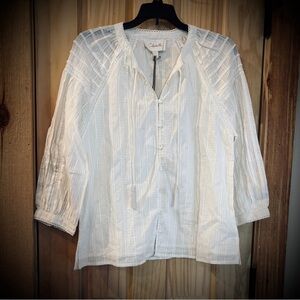 🆕 Cleobella White Cotton Button-Up Blouse XS